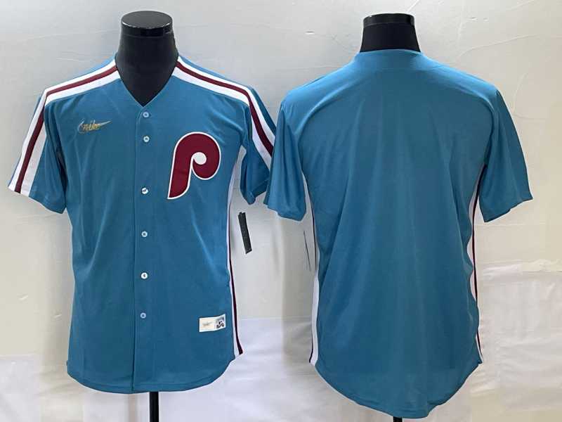Men%27s Philadelphia Phillies Blank Blue Cooperstown Throwback Cool Base Nike Jersey